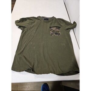 Nomad Brand T-shirt Olive With Camo Zip Chest Pocket Mens Lg (1406